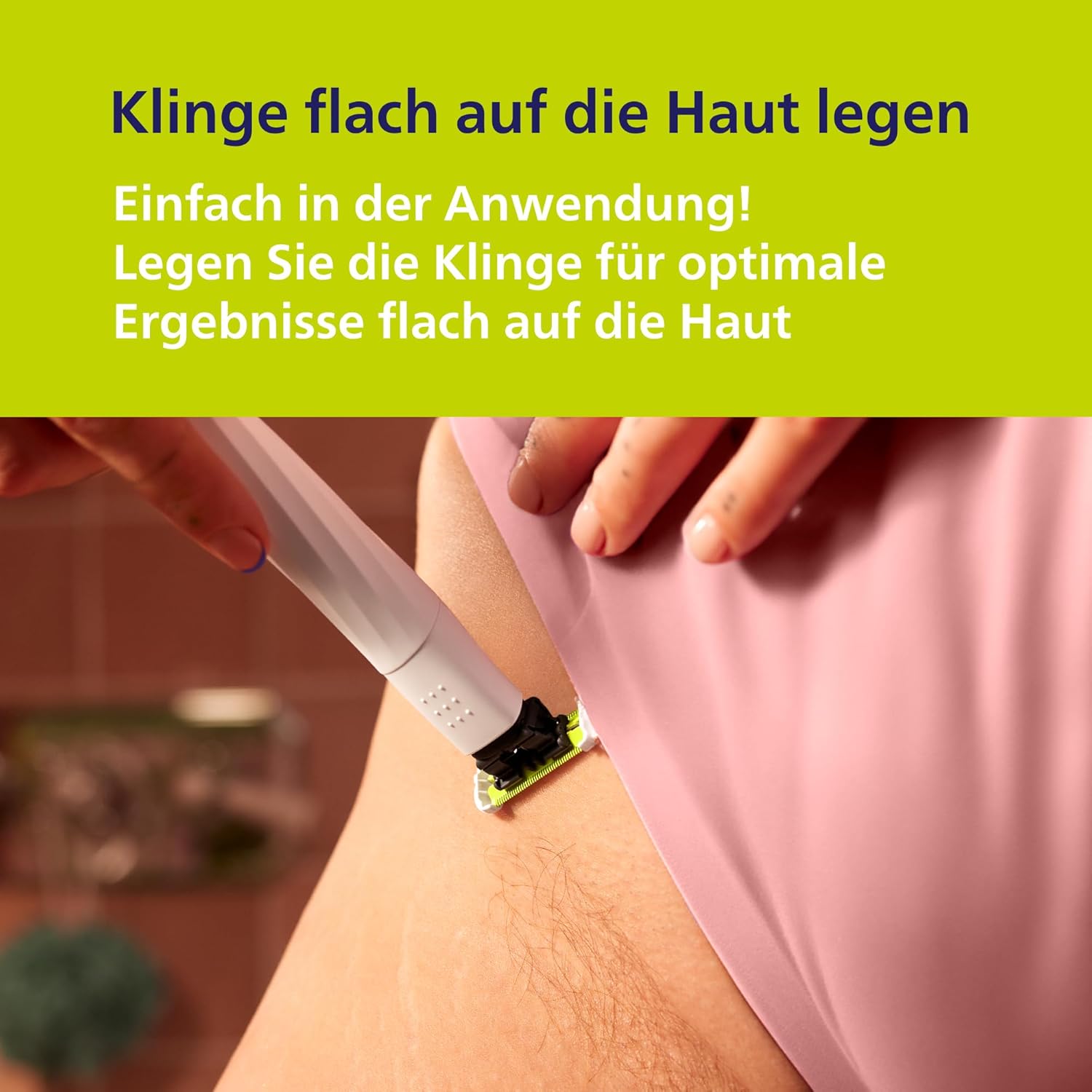 Aparat de ras electric Philips OneBlade Intimate și aparat de tuns intim pentru bărbați și femei, cu protecție suplimentară a pielii, 2 lame SkinProtect, 1 accesoriu de tuns de 3 mm, QP1924/30, alb - Image 4