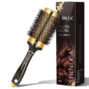 Perie rotundă de păr - SHINLEA Perie de păr pentru păr creț, Perie anti-smulgere pentru fete și femei, 53 mm, Descurcare, Coafare și Uscare, Oferă volum și strălucire părului fin