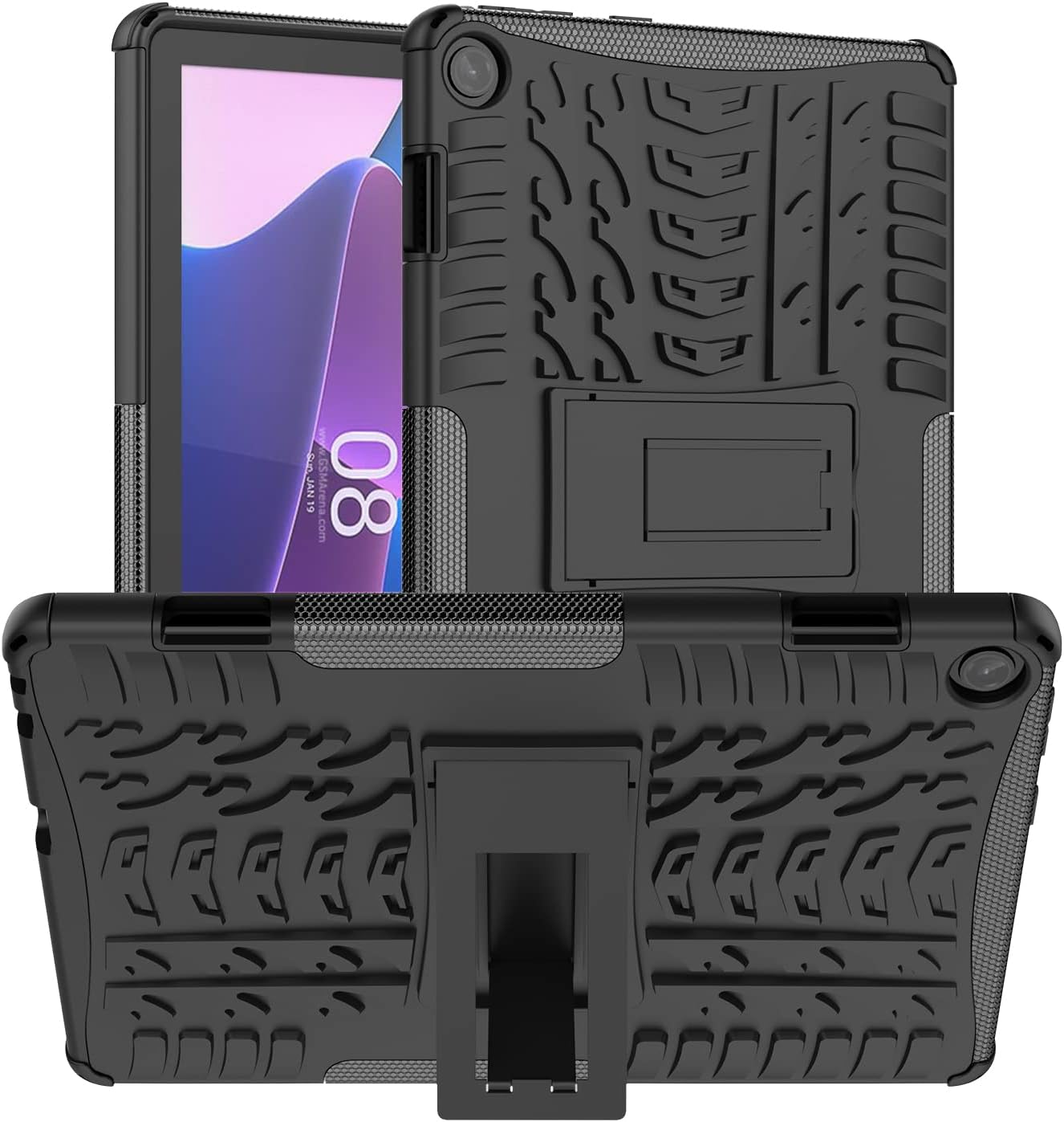 Carcasă pentru Lenovo Tab M10 a 3-a generație 10.1 inch 2022, din silicon dur PC și TPU cu funcție de suport, carcasă de protecție pentru tableta Lenovo Tab M10 (a 3-a generație) TB-328FU/TB-328XU, neagră