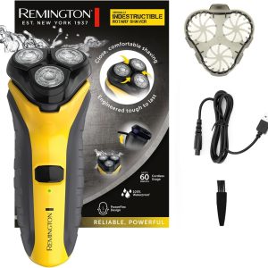 Aparat de ras electric Remington [indestructibil] cu rotație, umed și uscat, carcasă din policarbonat, lame cu două șine, aparat de tuns confortabil pentru detalii + aparat de aranjat barba în 3 zile) PR1855