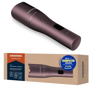 Ondulator automat Grundig EasyCurl HS 6230, bucle mari și mici, păr lung și scurt, fără fir, cu baterii, 3 niveluri de temperatură, acoperire ceramică, temporizator, LCD, violet