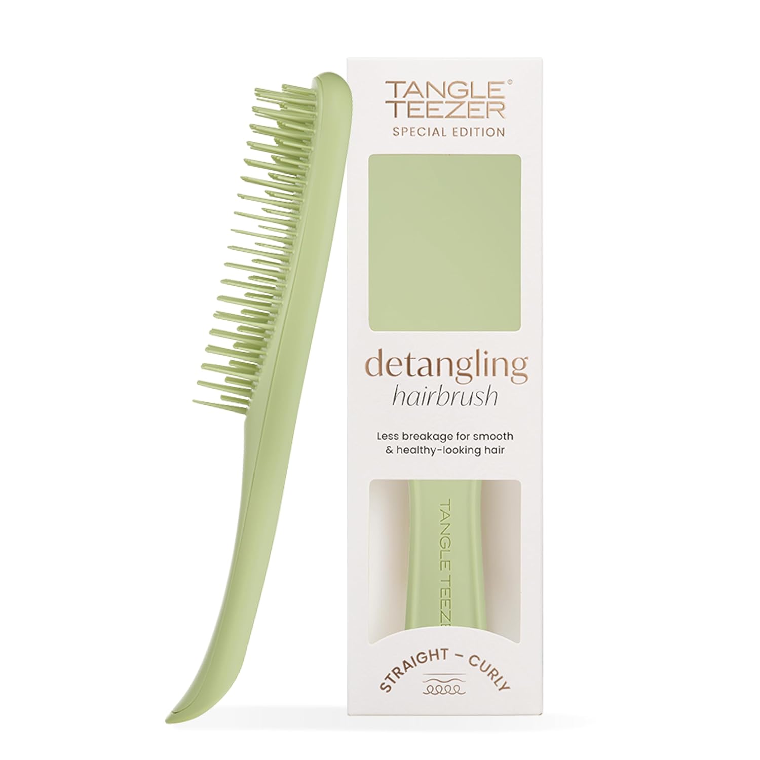 Perie de descurcat Tangle Teezer Ultimate - Păr ud și uscat - Perie de descurcat pentru toate tipurile de păr - Peri în două etape care reduc ruperea părului și nodurile - Suprafață mată verde măsliniu