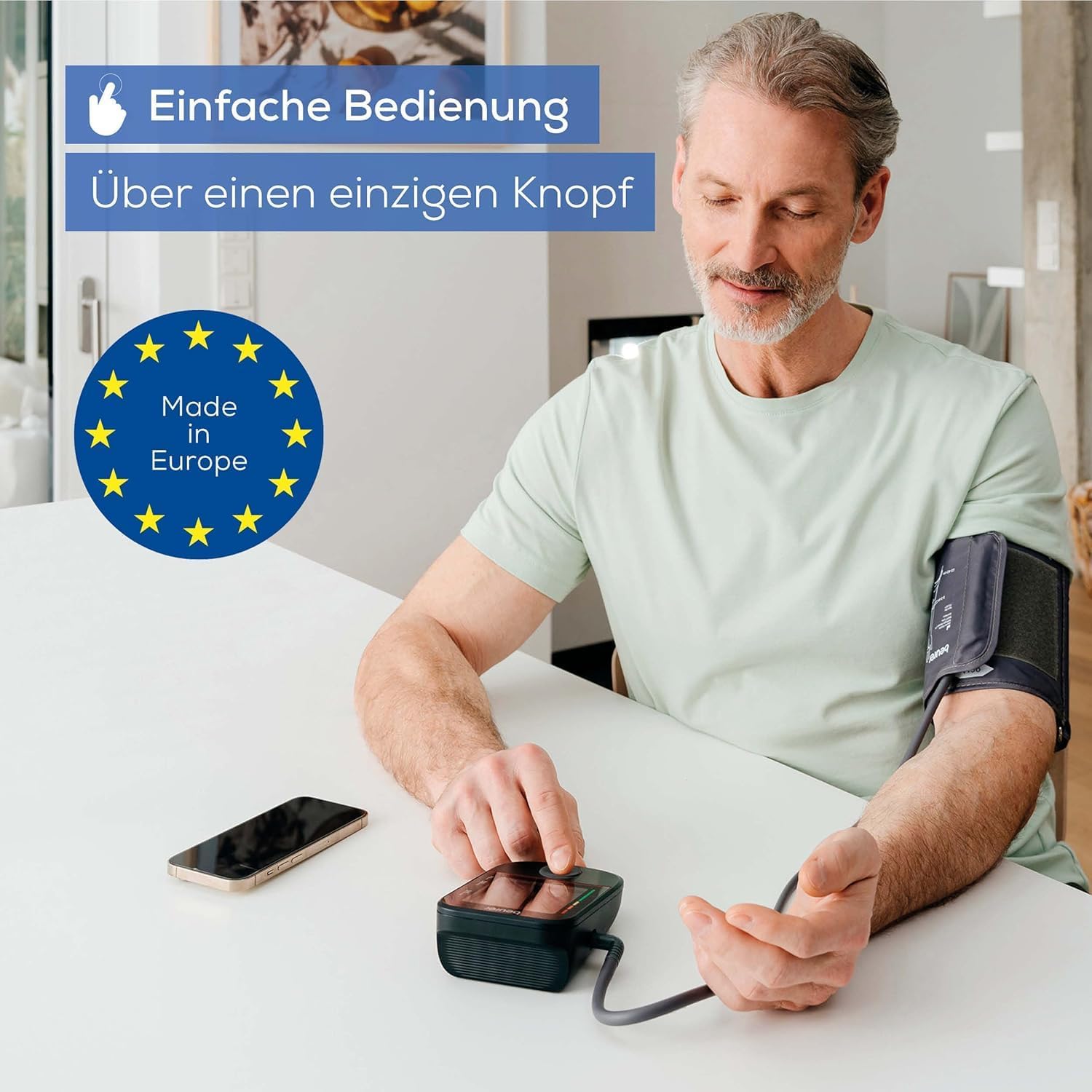 Tensiometru de braț Beurer BM 48, ușor de utilizat cu un singur buton, măsurare delicată și rapidă, detectarea aritmiei, afișaj mare, cu conexiune la aplicație, manșetă pentru 22-42 cm - Image 2