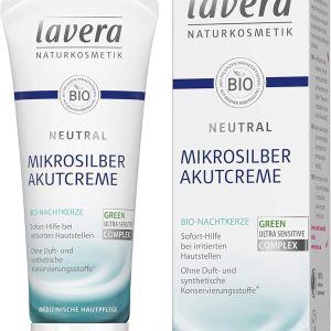 Cremă Lavera Neutral Acute cu Micro-Argint, Luminiță de Seară Organică, Ajutor Instantaneu pentru Iritații ale Pielii, Îngrijire Medicală a Pielii pentru Neurodermatită, Ingrediente Active Vegane din Plante Organice, Cremă Cosmetică Naturală, 75 ml