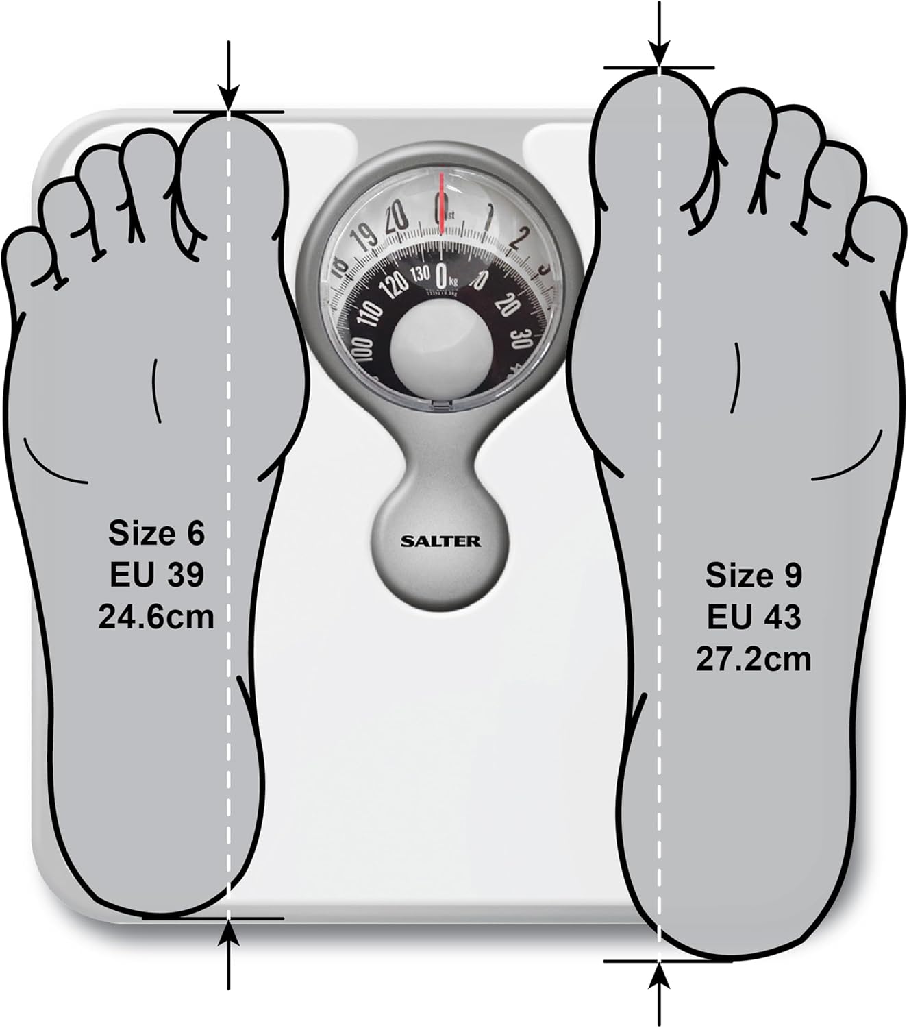 Cântar mecanic personal Salter 484 WHDR - Cântar analogic corporal cu lupă, Cântar de baie, Max 133 kg, Cântar compact, Afișaj ușor de citit, Fără baterii, Analogic, Greutate în kg, ST/lbs, - Image 2