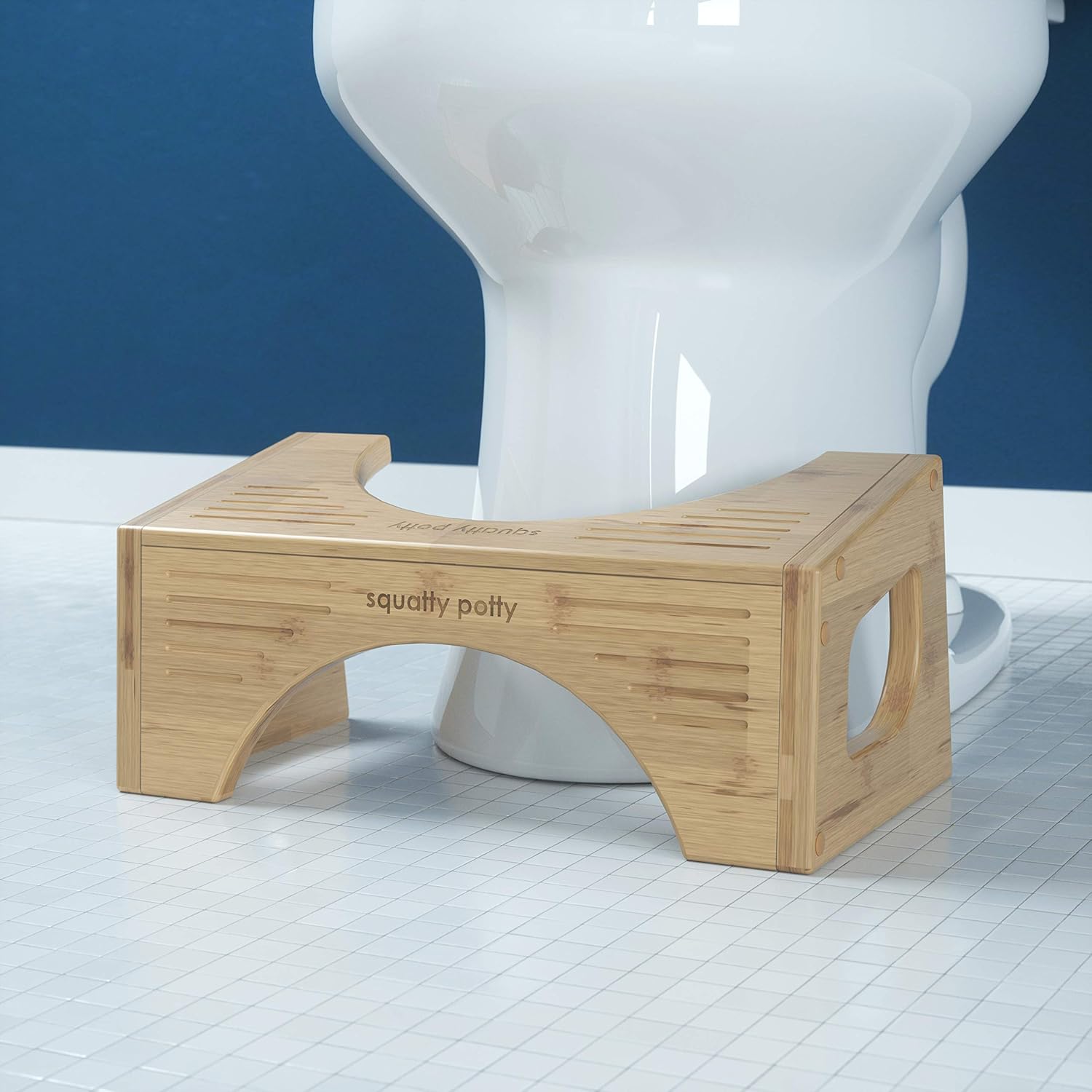 Squatty Potty Taburet de toaletă rabatabil original din bambus, înălțime de 18 cm și 23 cm, maro - Image 5