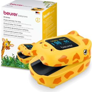 Pulsoximetru de deget Beurer PO 13 Kids, măsurare puls și saturație oxigen în câteva secunde, dimensiuni mici, aliniere automată a afișajului, cu geantă de centură