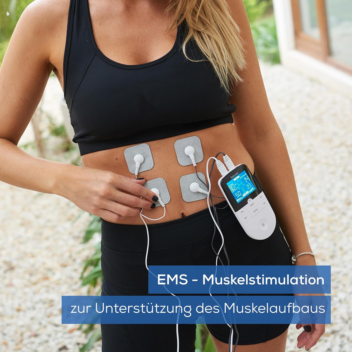 Beurer EM 49 Digital TENS/EMS, Aparat de stimulare electrică 3 în 1 pentru ameliorarea durerii prin stimularea electrică a nervilor, Antrenament prin stimulare electrică a mușchilor, Funcție de masaj, Include 4 electrozi - Image 4