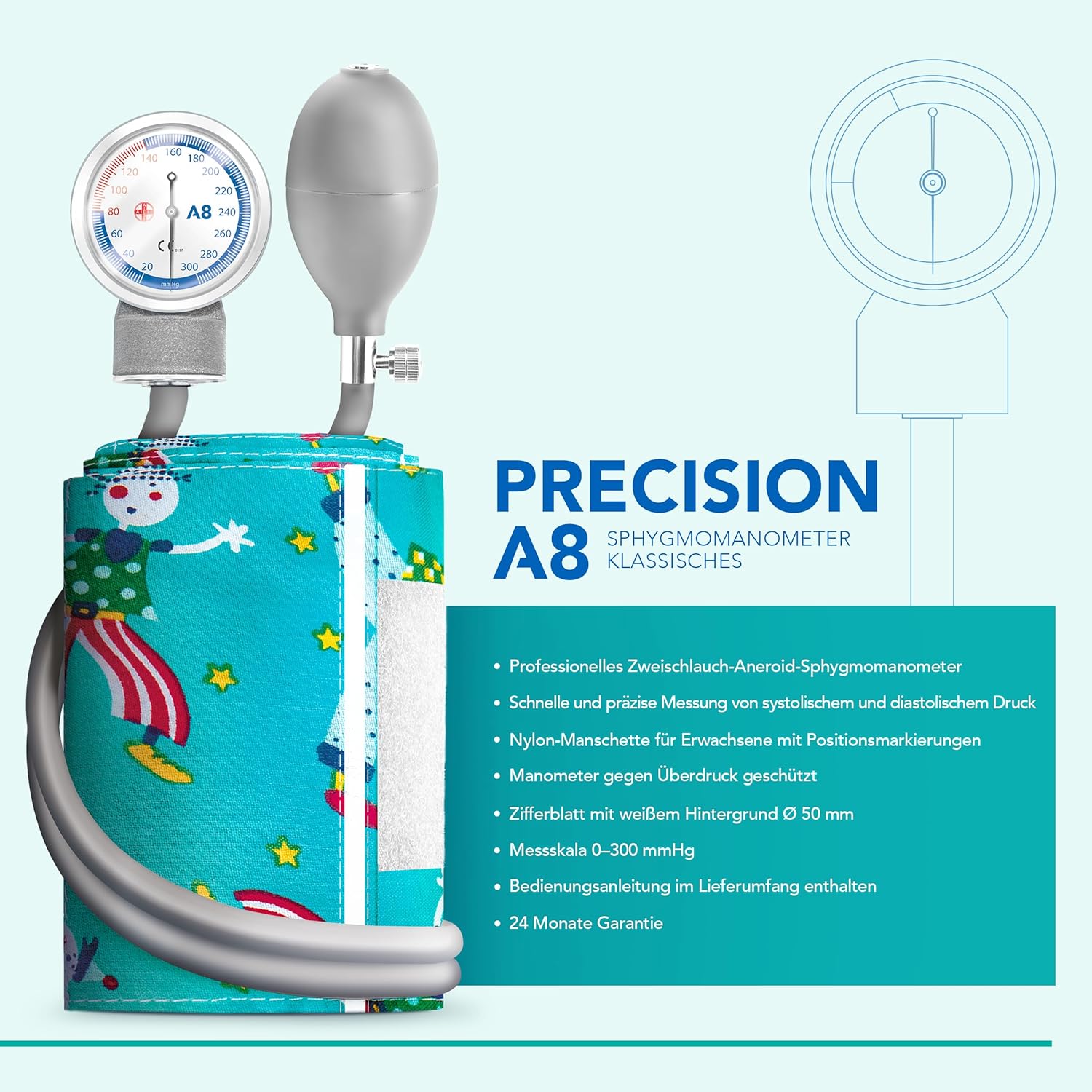 Tensiometru aneroid pediatric manual profesional AIESI tip clasic pentru copii DOCTOR PRECISION CHILD - Tensiometru de braț - Image 2