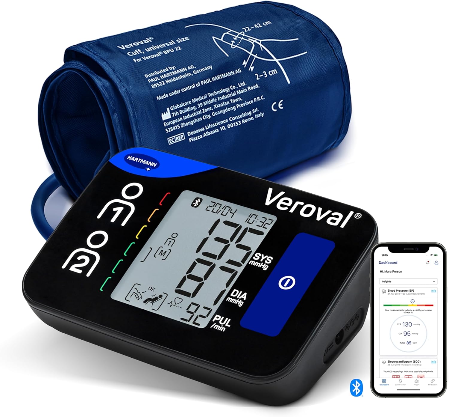Tensiometru Veroval Compact + pentru braț - Pentru măsurători rapide și fiabile, poate detecta aritmiile