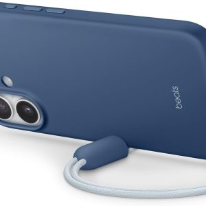 Husă Beats pentru iPhone 17 cu suport, MagSafe și control al camerei, suport și curea de transport încorporate, exterior mat cu căptușeală din microfibră - Albastru stâncos