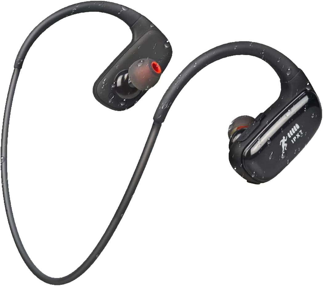 Căști sport CYBORIS impermeabile, player MP3 impermeabil IPX7 de 32 GB cu Bluetooth, căști pentru alergare, 10 ore de redare, căști wireless Bluetooth 5.3 cu anulare a zgomotului