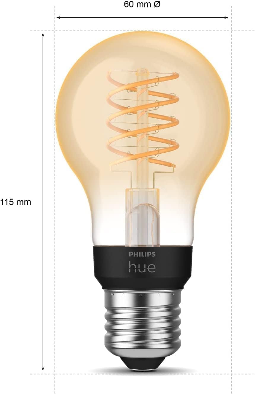 Lampă cu filament Philips Hue White E27 (550 lm), lampă LED standard cu intensitate reglabilă pentru sistemul de iluminat Hue cu lumină albă caldă, control inteligent al luminii prin voce și aplicație, pachet de 1 - Image 2
