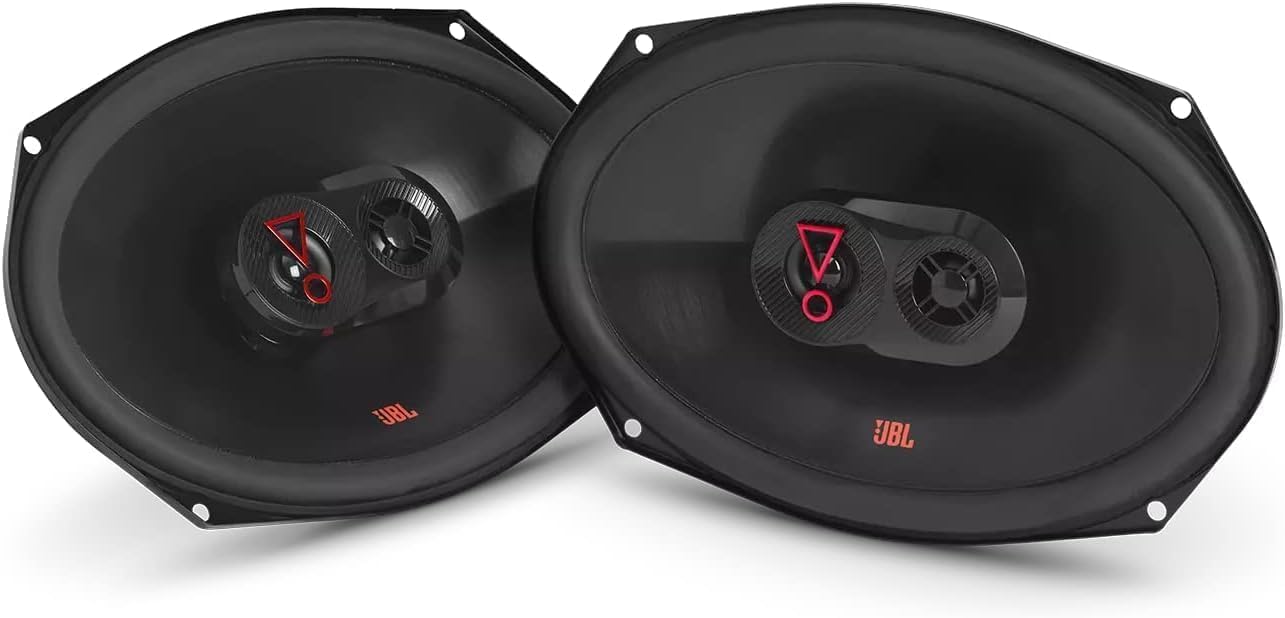 Set boxe auto JBL Stage3 9637F pe 3 căi de la Harman Kardon fără grilă - Boxe auto ovale de 375 wați - 152 mm x 230 mm