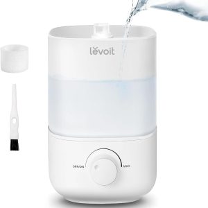 Umidificator LEVOIT pentru bebeluși cu umplere superioară, 2,5 L până la 25 H, durabil, 23 dB, oprire automată, duză la 360°, design mini cu buton, ușor de utilizat, fără BPA, pentru dormitor