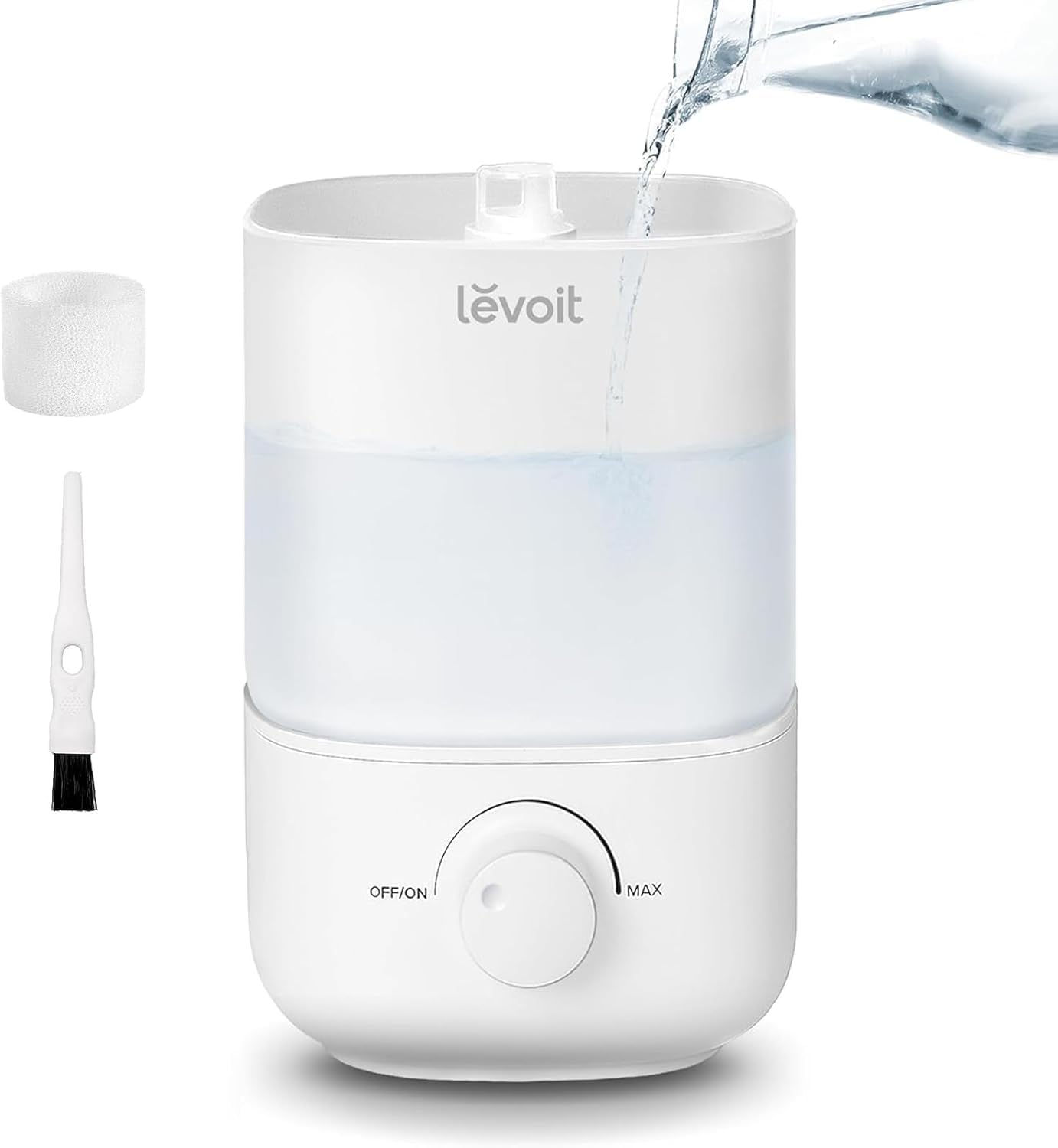 Umidificator LEVOIT pentru bebeluși cu umplere superioară, 2,5 L până la 25 H, durabil, 23 dB, oprire automată, duză la 360°, design mini cu buton, ușor de utilizat, fără BPA, pentru dormitor