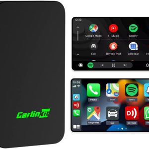 Adaptor auto wireless CarlinKit 5.0 CarPlay și Android, pentru mașini cu funcții CarPlay și Android Auto (anul de fabricație: 2017 până în 2023) Plug and Play, suportă asistență vocală, navigație, muzică