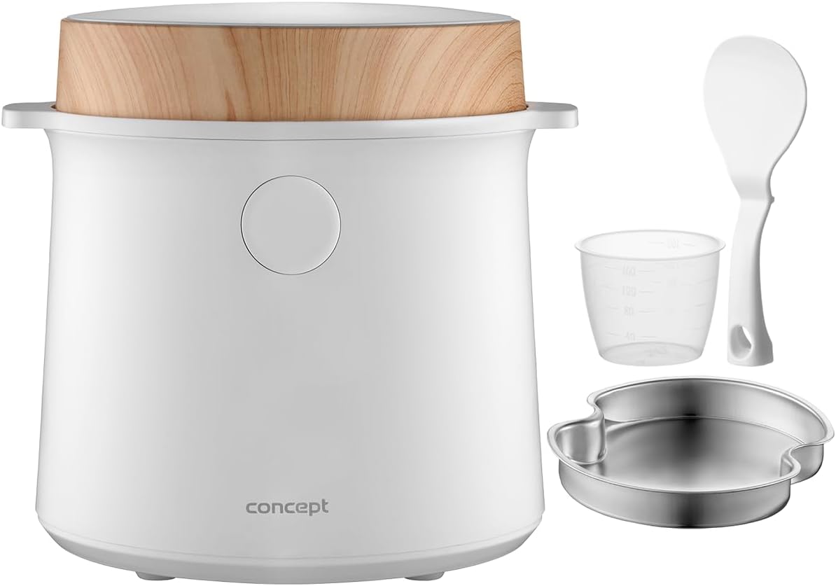 Concept RE3030 Aparat de gătit orez digital 1,5 L, decor lemn alb