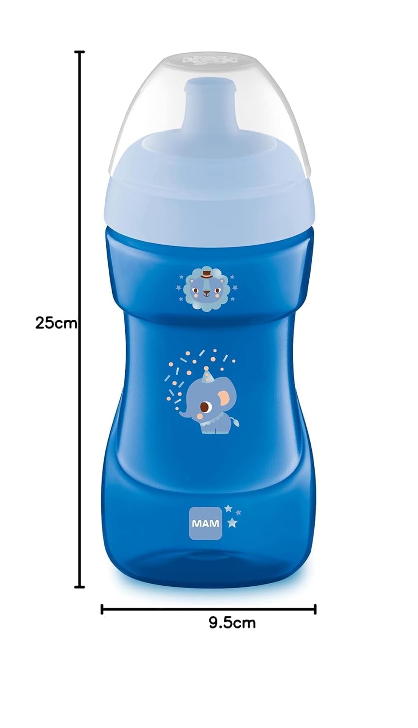 MAM Sports Cup (330 ml), Cană de băut etanșă pentru bebeluși cu supapă cu autodeschidere, Cană de băut pentru copii cu suprafață antiderapantă, de la 12+ luni, Elefant - Image 3