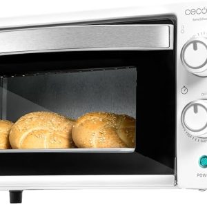 Cuptor de masă Cecotec Bake&Toast 1090 Alb, 10 L, 1000 W, Temporizator 60 de minute, Temperatură reglabilă până la 230 °C, Tavă de copt, Grătar și Clește.