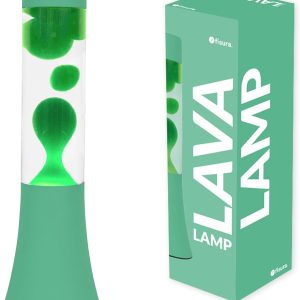 Fisura - Lampă lava verde. Lampă lava de 30 cm cu bază și lichid transparent. Cadou retro original. Dimensiuni: 9 x 9 x 30 cm. Ideală pentru a adăuga o notă nostalgică decorului tău.