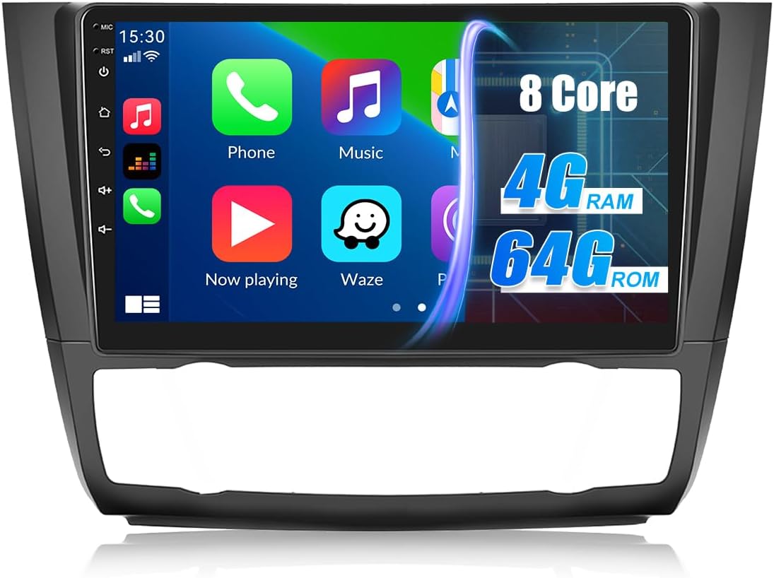 Radio auto CAMECHO cu Android 13, 4G + 64G, pentru BMW Seria 1 E81 E82 E87 E88, cu navigație Carplay, Android Car, 8 nuclee, radio cu ecran de 9 inci, 2 DIN, Bluetooth RDS/FM, WiFi, Mirror Link, DSP + cameră de mers înapoi