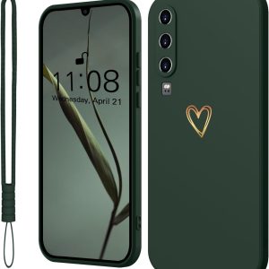 Husa de telefon Mitetabo pentru Huawei P30, husa P30 aurie, cu inimă de dragoste, pentru fete, husă moale din silicon, subțire, rezistentă la șocuri, rezistentă la zgârieturi, drăguță husă de protecție aurie pentru Huawei P30, verde