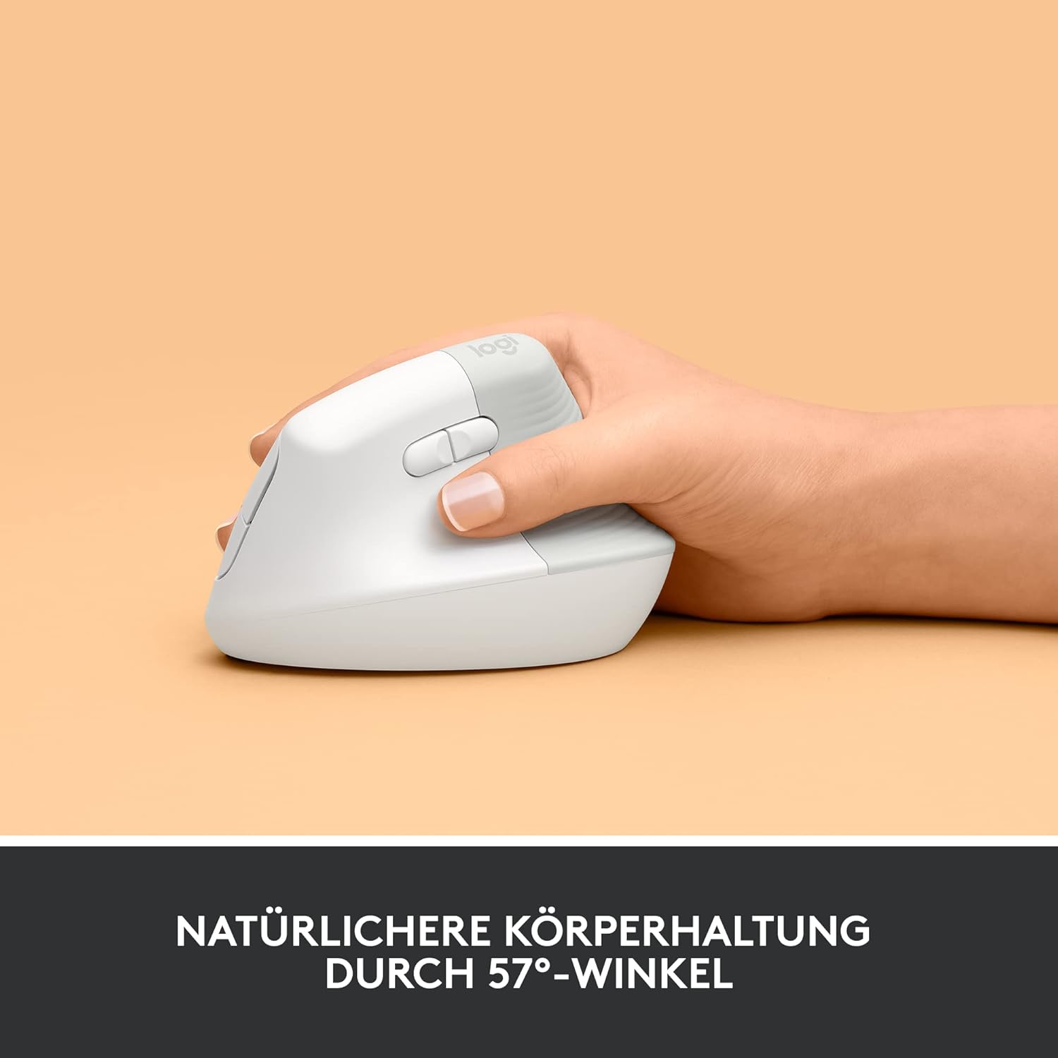 Mouse ergonomic vertical Logitech Lift, wireless, receptor Bluetooth sau Logi Bolt USB, clicuri silențioase, 4 butoane, compatibil cu Windows/macOS/iPadOS, laptop, PC - alb - Image 2