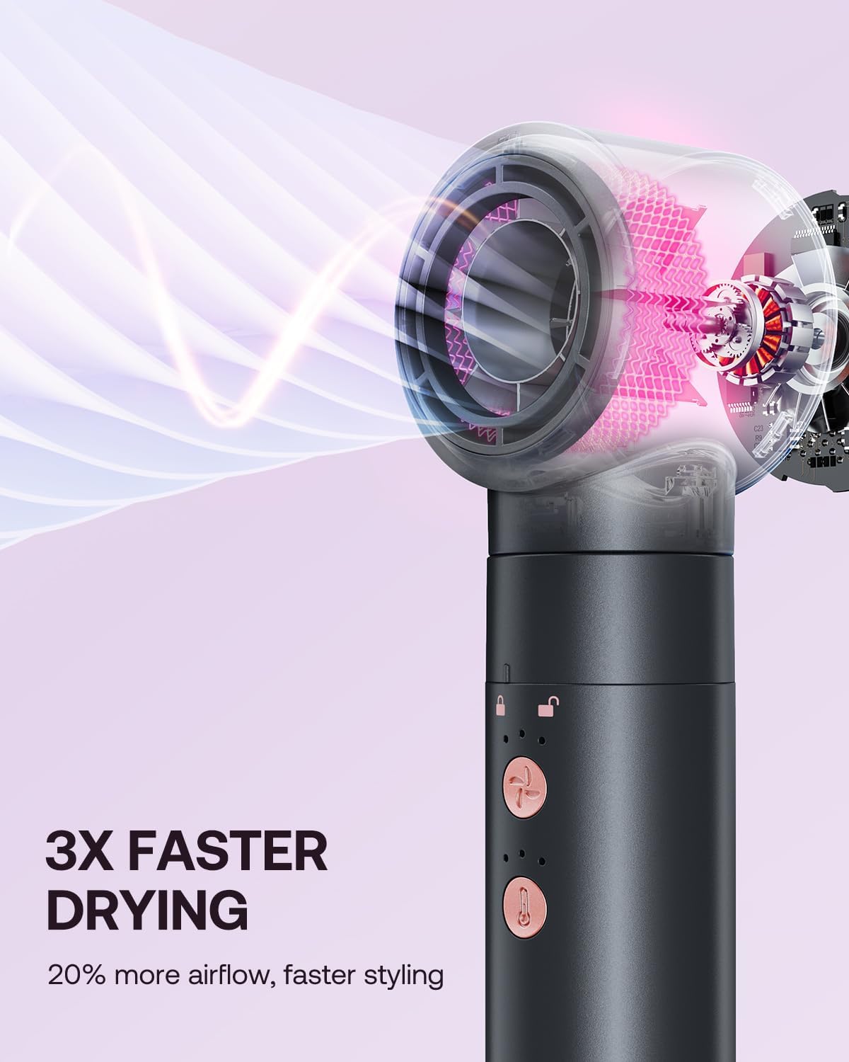 Uscător de păr 5 în 1 BESTOPE PRO - Uscător de păr de călătorie cu ioni de mare viteză, 110.000 RPM, Set de coafat multifuncțional, pentru coafat profesional, volumizator, ondulator automat cu aer - Image 2