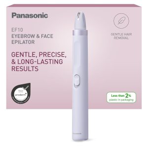 Epilator pentru sprâncene și păr facial Panasonic ES-EF10-V503 pentru femei, modelator de sprâncene, epilator pentru sprâncene, lumină LED, design compact tip stilou, alimentat cu baterii AA, violet deschis