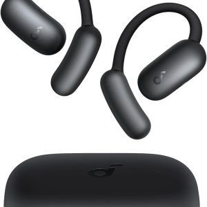 Căști Soundcore AeroFit 2 de la Anker, cu urechi deschise, traducere AI, cârlige reglabile pentru urechi, fixare fermă, bas profund, sunet de înaltă rezoluție, timp de redare de 42 de ore, Bluetooth 5.4, încărcare wireless, IP55, apeluri clare prin AI