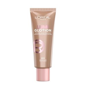 L'Oréal Paris Lumi Glotion, Iluminator lichid multifuncțional pentru față și corp, Machiaj cu strălucire naturală, cu îngrijire hidratantă a pielii [Gliceră și unt de shea], Culoare 903 Strălucire medie, 1 x 40 ml