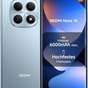 XIAOMI Redmi Note 15 Smartphone (8+128GB) - Telefon mobil cu Android, baterie de 6000mAh, rezistent la apă, cameră de 108MP, ecran FHD+ de 6,77 inci, albastru glaciar