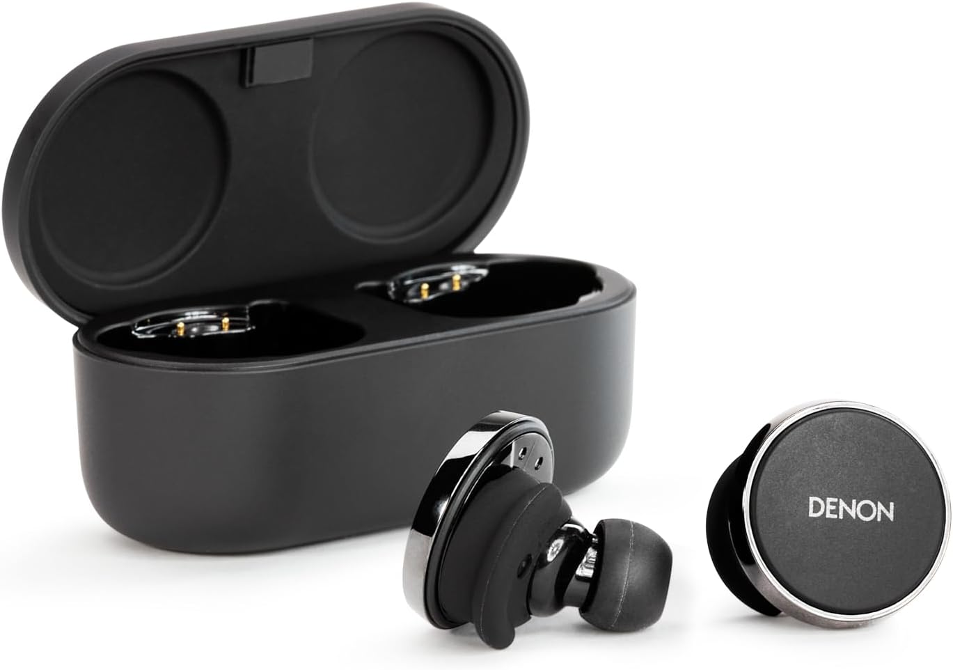 Căști Denon PerL Pro Premium True Wireless, profil sonor personalizat cu tehnologie acustică adaptivă Masimo, anulare a zgomotului, rezistență la apă și microfoane încorporate, negre - Image 2