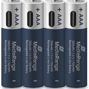 Baterii reîncărcabile MediaRange USB-C Li-Ion, Micro AAA | 1,5 V | 500 mAh, pachet de 4