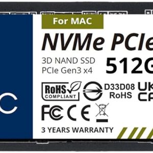SSD Timetec 512GB MAC NVMe PCIe Gen3x4 3D NAND TLC, viteză de citire de până la 2000MB/s, compatibil cu MacBook Air (2013-2015, 2017), MacBook Pro (2013-2015), iMac (2013-2019), Mac Pro (2013)