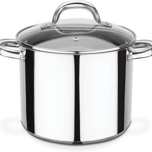 GSW 990189 Montreal Ghiveci pentru legume cu capac de sticlă, 20 cm/aprox. 5,0 litri, oțel inoxidabil, argintiu, 20 cm