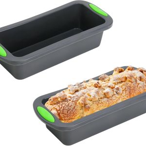 Formă de copt pâine, pachet de 2 forme de silicon, pâine, forme dreptunghiulare de copt pâine, formă rezistentă la căldură pentru paine, pentru prepararea pâinii, prăjiturilor și deserturilor