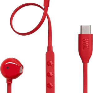 Căști JBL Tune 305C - Căști intraauriculare cu fir, cu sunet JBL Pure Bass, microfon și port USB-C - Roșu