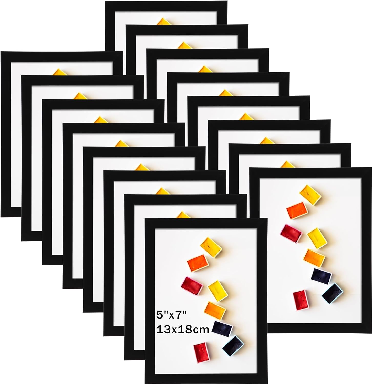 Pachet de 16 rame foto negre 13 x 18 cm pentru fotografii și tablouri de 15 x 10 cm, suport de perete și de masă, ramă modernă pentru living, dormitor și birouri