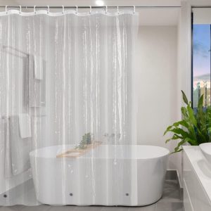 YISURE Perdea de duș transparentă scurtă 180 x 150 cm Perdea de duș mai scurtă impermeabilă cu magneți Lățime 180 x Înălțime 150 cm
