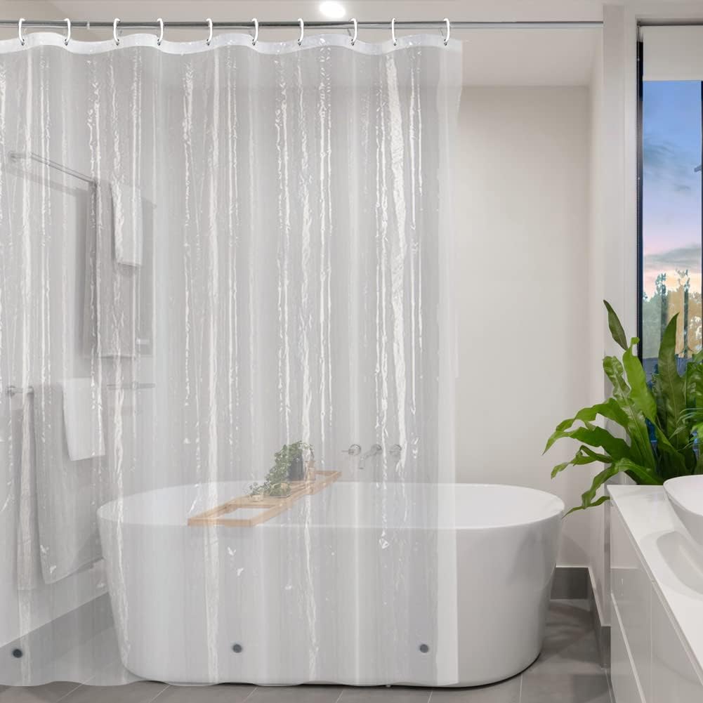 YISURE Perdea de duș transparentă scurtă 180 x 150 cm Perdea de duș mai scurtă impermeabilă cu magneți Lățime 180 x Înălțime 150 cm