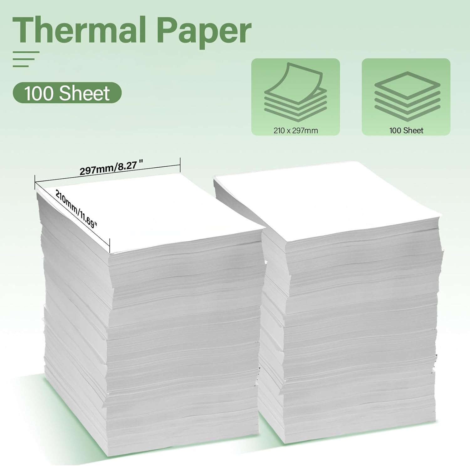 Hârtie termică A4, 100 de coli, hârtie termică A4 cu uscare rapidă, 210 x 297 mm, hârtie termică pliabilă, fără BPA, hârtie termică pentru imprimantă cu uscare rapidă, pentru documente, site-uri web și fotografii - Image 2