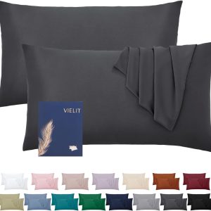 Husă de pernă Vielit 40 x 80 cm, Antracit, Față de pernă moale, Set de 2 huse de pernă din microfibră pentru pernă 40 x 80 cm, cu certificat OEKO-TEX, rezistentă, hipoalergenică