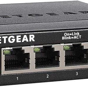 Switch Gigabit cu 5 porturi Netgear GS305-300PES (design fără ventilator, instalare ușoară plug and play, Layer2, carcasă metalică robustă, economie de energie, conectori metalici RJ45)