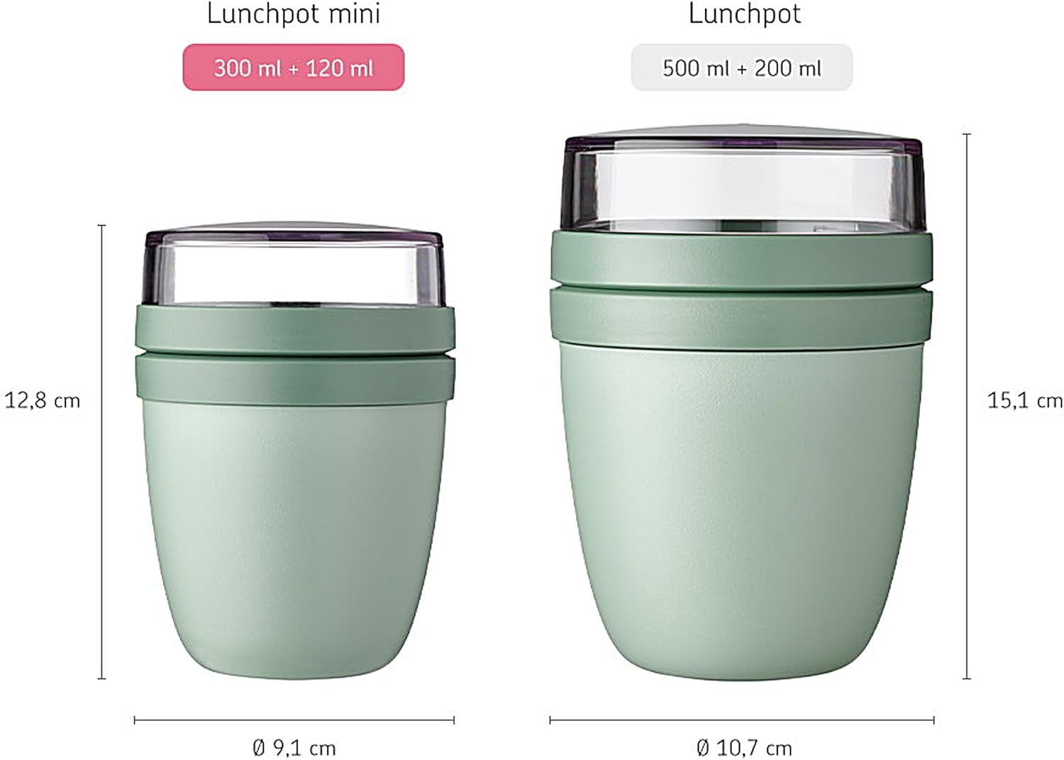 Mepal Cereal Cup to Go, Cupă mică și practică pentru iaurt, Separator pentru iaurt și cereale, Potrivit pentru congelator, cuptor cu microunde și mașină de spălat vase, 300 ml + 120 ml, Mov intens - Image 5