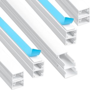 Canal de cablu AiQInu alb autoadeziv (0,4 m x 12 mm x 7 mm), pachet de 10 canale de cablu cu bandă de spumă pregătită, montare pe perete pentru gestionarea cablurilor, gestionarea cablurilor
