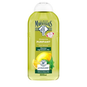 Le Petit Marseillais | Șampon organic cu urzică și lămâie (300 ml) - Șampon fără silicon pentru păr gras rapid - 98% origine naturală și pH echilibrat