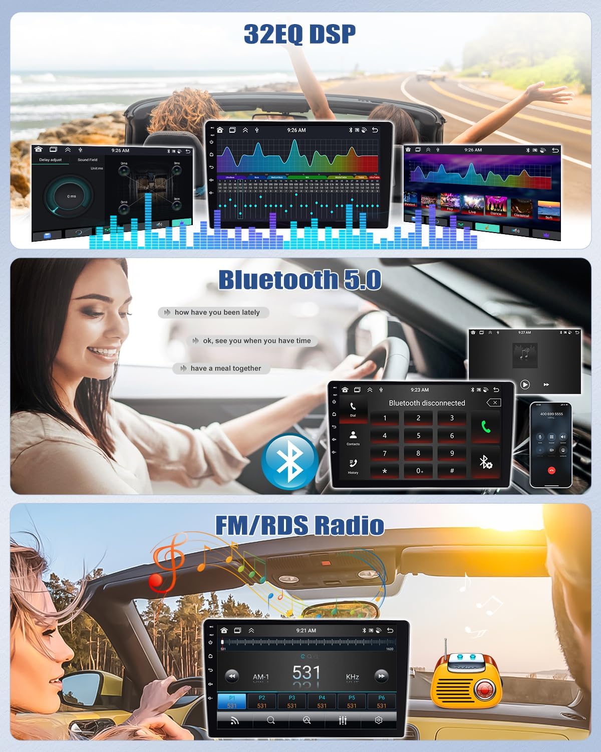 Radio auto CAMECHO cu Android 13, 4G + 64G, pentru BMW Seria 1 E81 E82 E87 E88, cu navigație Carplay, Android Car, 8 nuclee, radio cu ecran de 9 inci, 2 DIN, Bluetooth RDS/FM, WiFi, Mirror Link, DSP + cameră de mers înapoi - Image 3