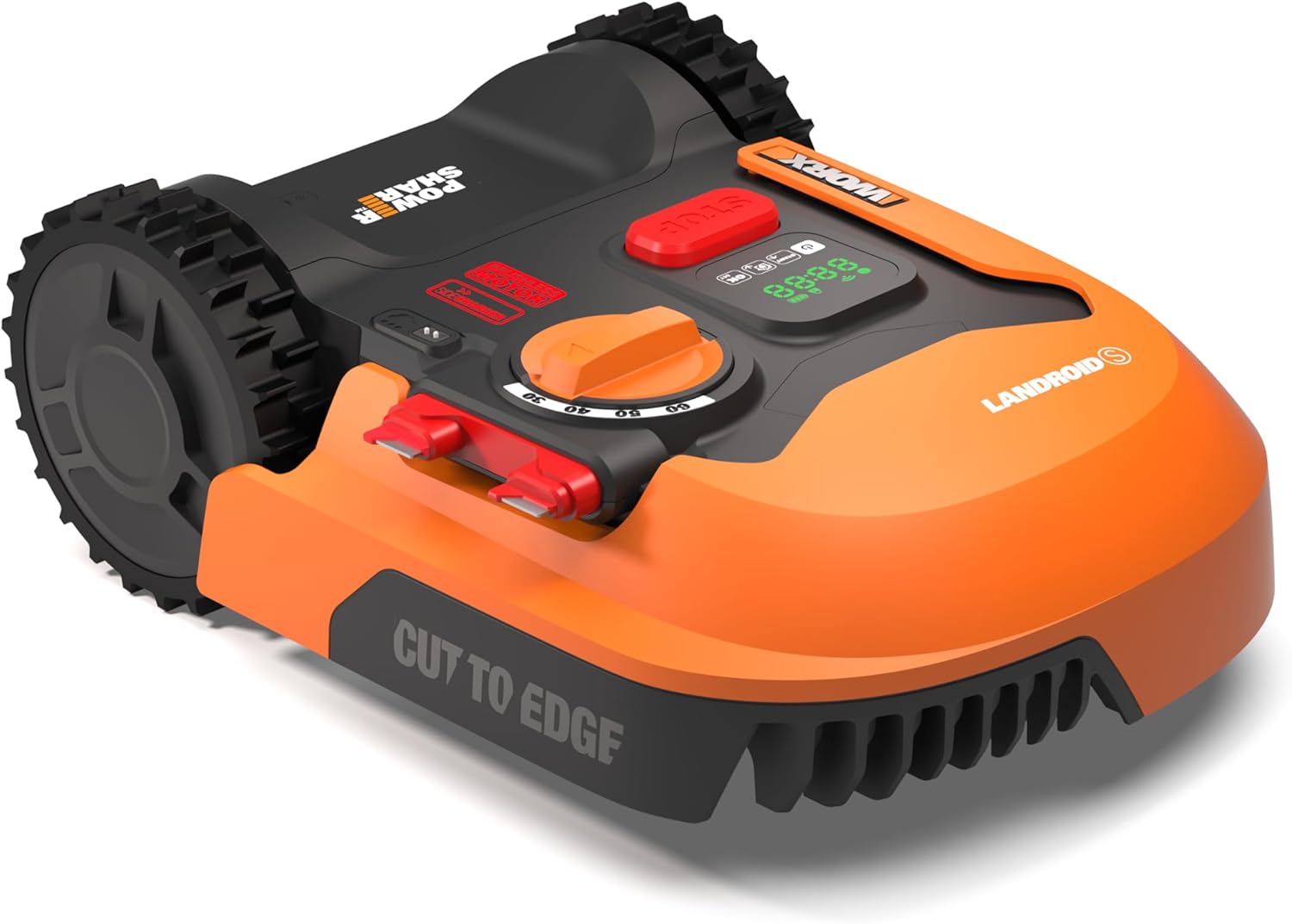Mașină de tuns iarba robotizată WORX Landroid WR169E cu cablu de delimitare pentru grădini de până la 300 m² - Navigație AIA - Control prin aplicație, WLAN, Bluetooth - Tăiere la margine - Lățime de tăiere 16 cm - Înălțime de tăiere 30-60 mm